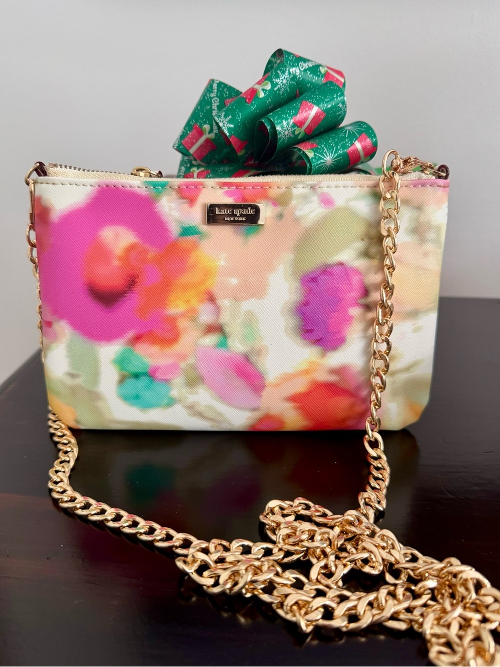 Kate Spade Giverny Floral Convertible Clutch Crossbody Bag  and Gold Chain